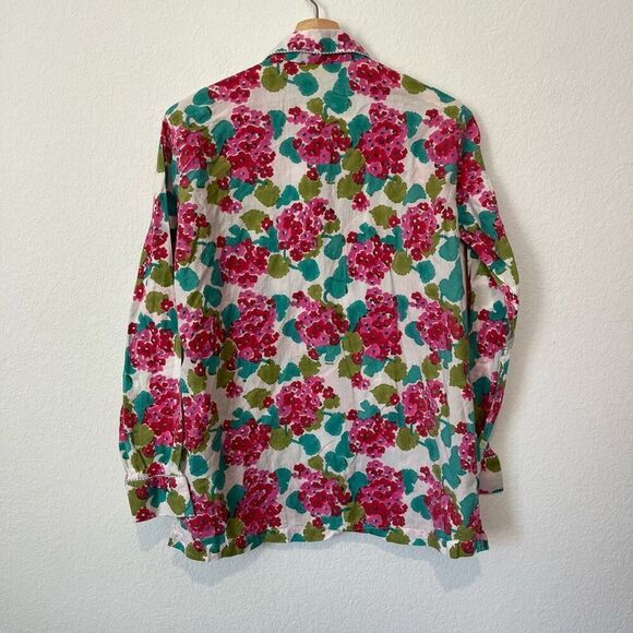 Roller Rabbit Floral Long Sleeve Button Down Pajama Shirt Women's Size Small - Picture 3 of 5